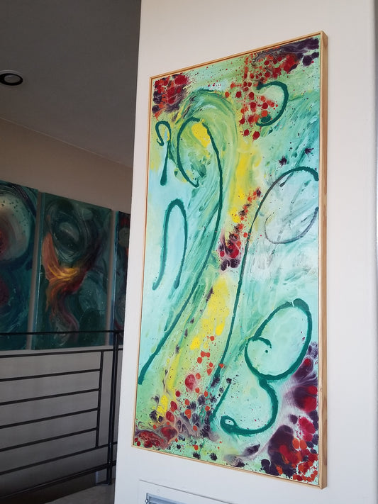 Original Abstract Painting on Wood Panel in Austin Texas