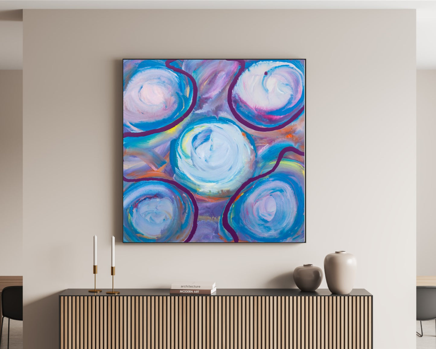 Bubbly Fantasies - Original Abstract Painting in Austin Texas 24" x 24"