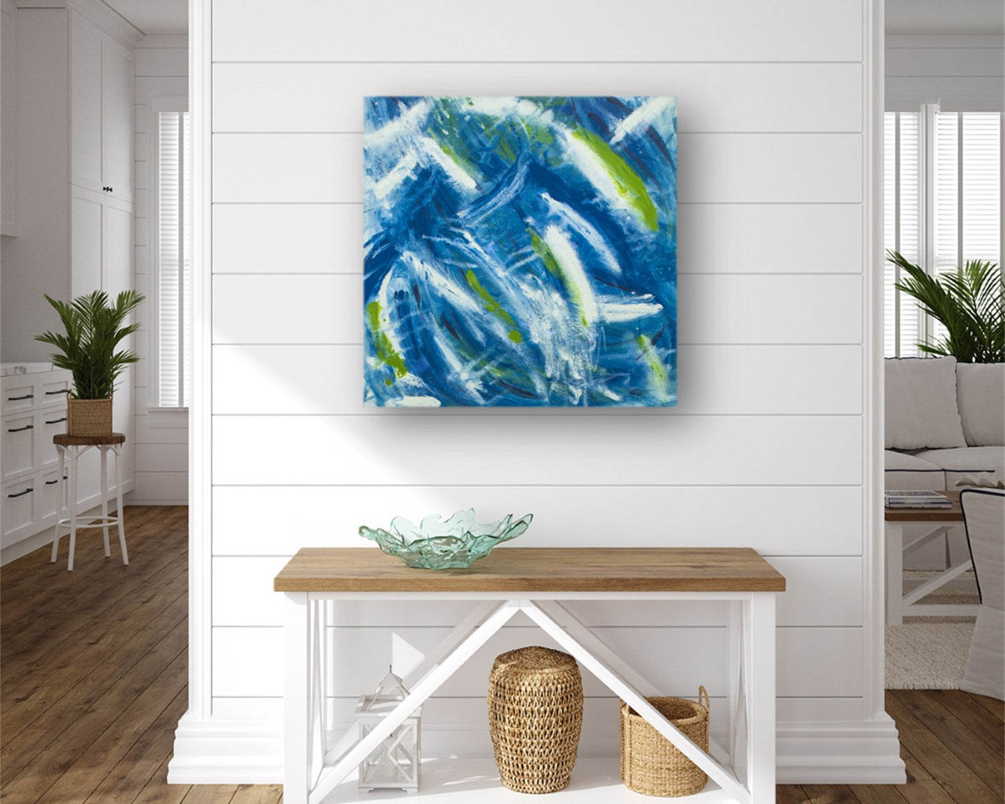 Collapsed Grasp - Square Abstract Art - Blue And Green