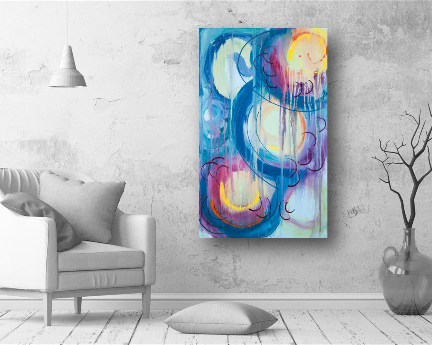 Hooped Hangnails - Abstract Art Print - Swirls Of Blue