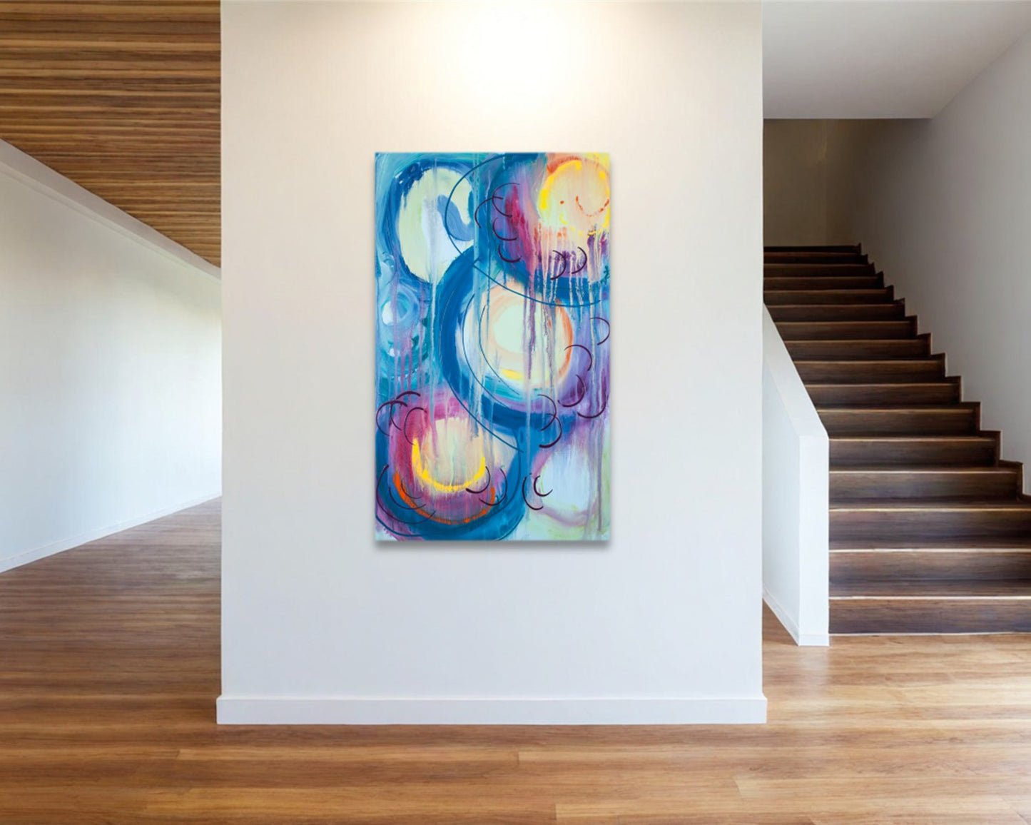 Hooped Hangnails - Abstract Art Print - Swirls Of Blue