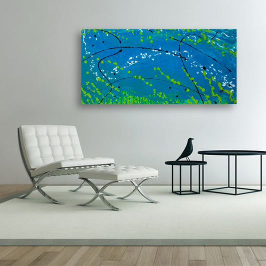 Liquified Blues - Original Abstract Painting in Austin Texas 24" x 48"