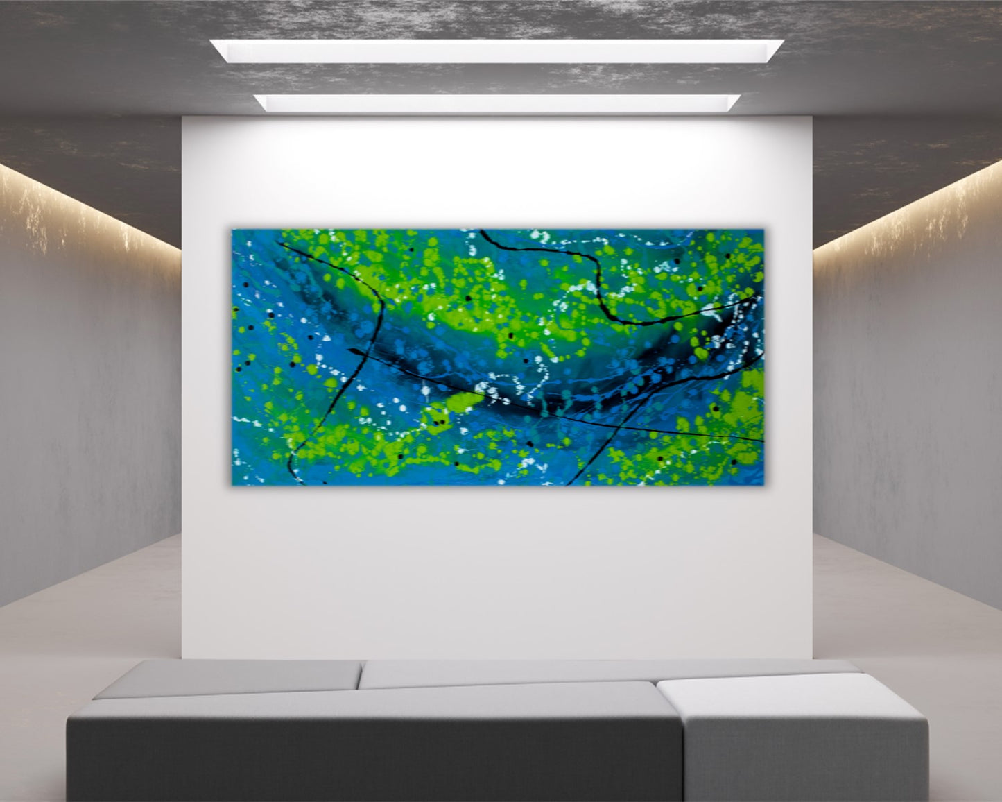 Lucrative Greens - Original Abstract Painting in Austin Texas 24" x 48"