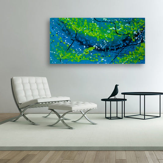 Lucrative Greens - Original Abstract Painting in Austin Texas 24" x 48"