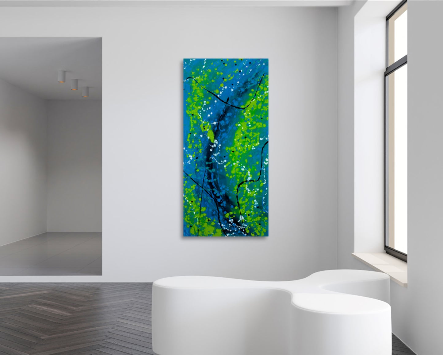 Lucrative Greens - Original Abstract Painting in Austin Texas 24" x 48"
