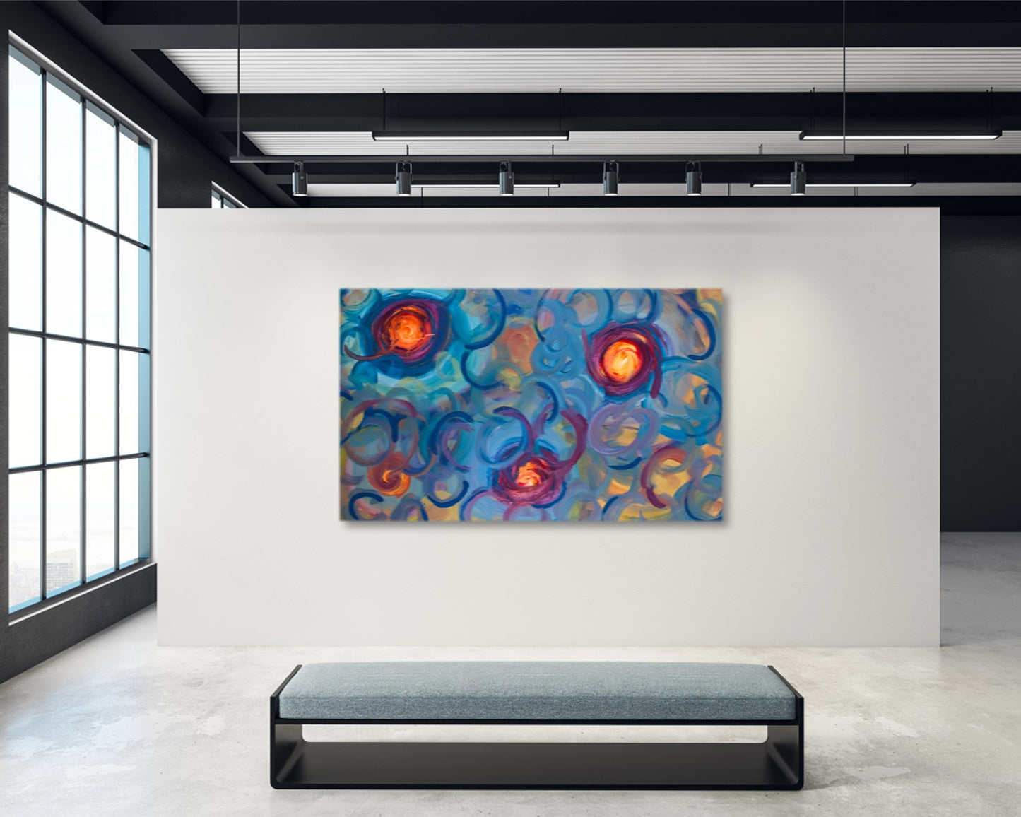 Nuclear Numerals - Original Abstract Painting in Austin Texas 30" x 48"