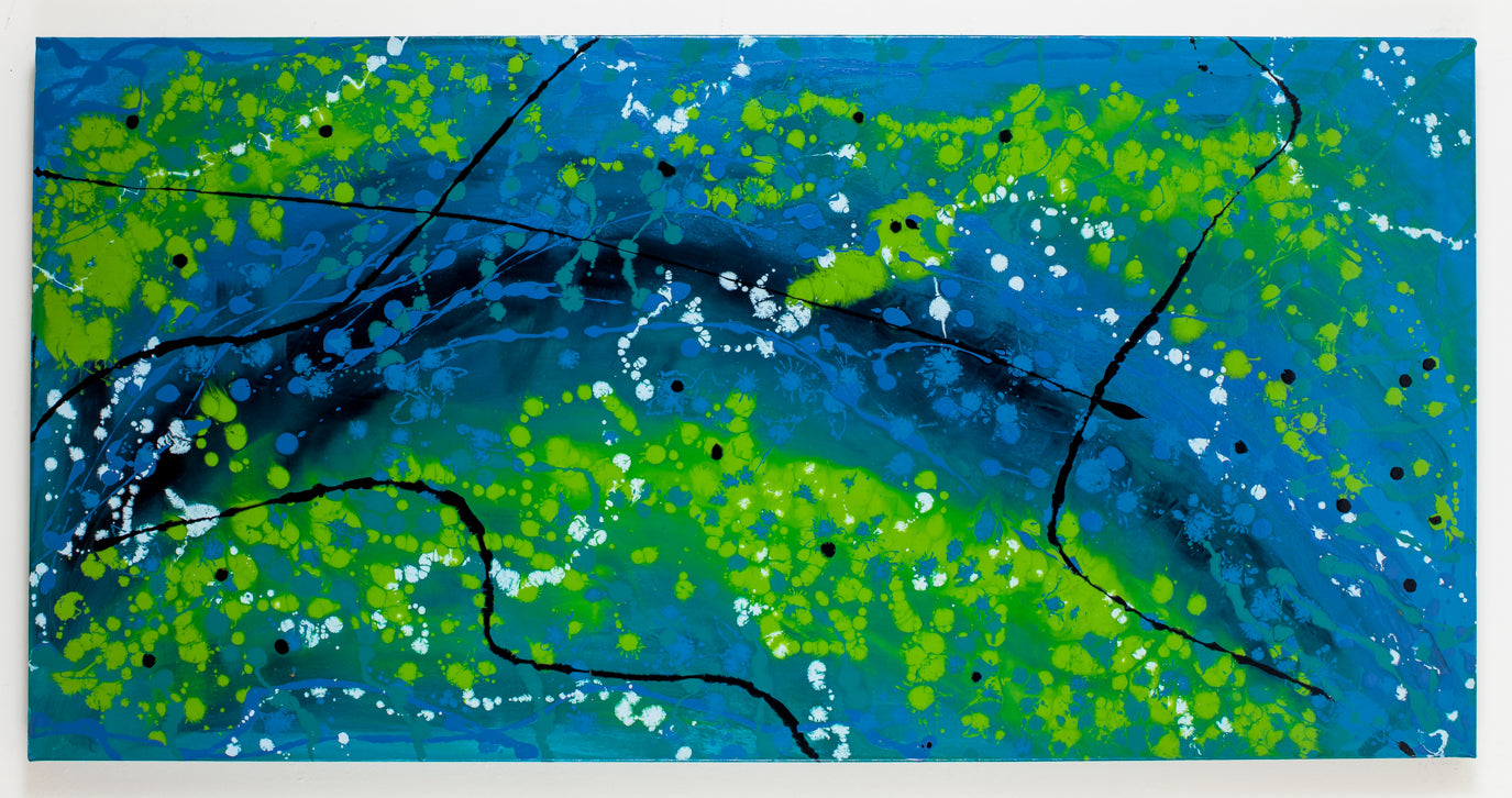 Lucrative Greens - Original Abstract Painting in Austin Texas 24" x 48"