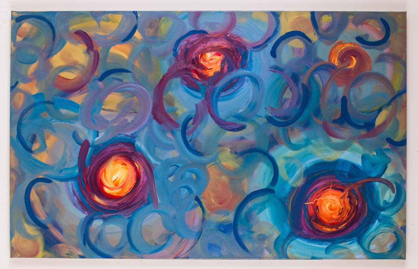 Nuclear Numerals - Original Abstract Painting in Austin Texas 30" x 48"