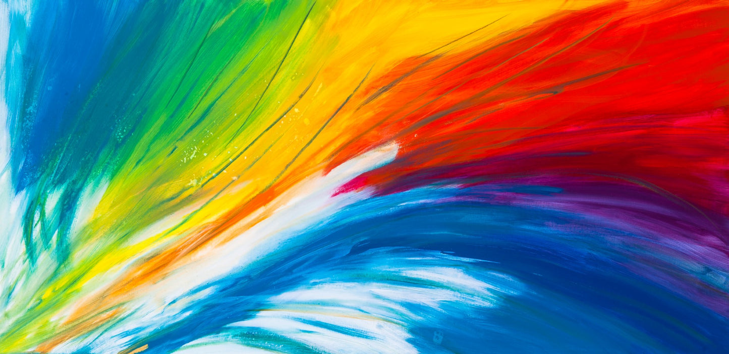 Tie-Dyed Whys - Original Abstract Painting in Austin Texas 24" x 48"