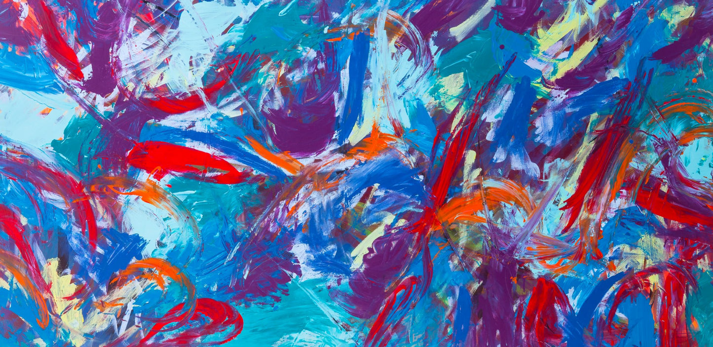 Tactical Tightrope - Original Abstract Painting in Austin Texas 24" x 48"