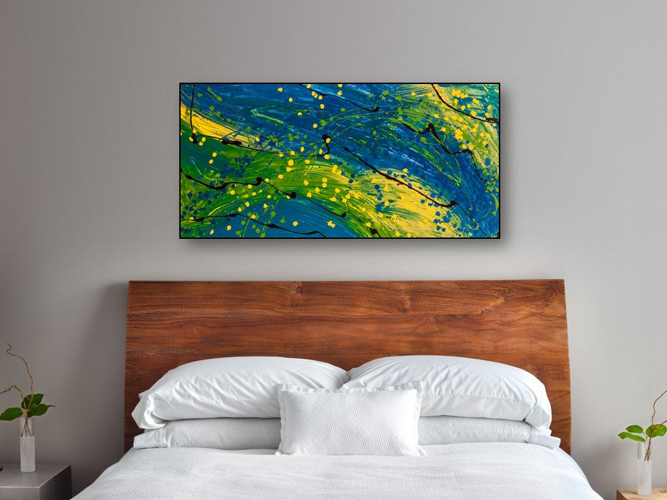 Grassy Peace - Original Abstract Painting in Austin Texas 24" x 48"