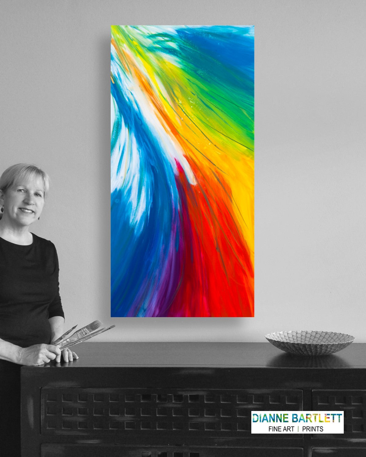 Tie-Dyed Whys - Original Abstract Painting in Austin Texas 24" x 48"