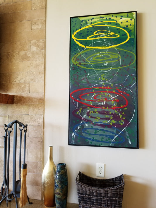 Chakra Inversion - Original Abstract Painting on Wood Panel in Austin Texas