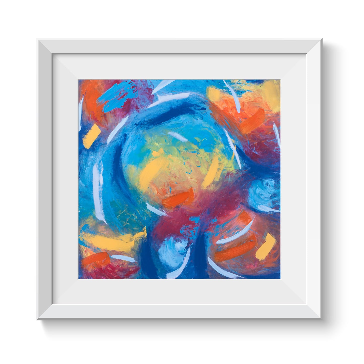 Peculiar Populace - Square Abstract Art Print - Blue And Orange