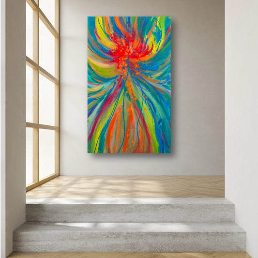 Bohemian Hairdo  - Original Abstract Painting in Austin Texas 30" x 48"