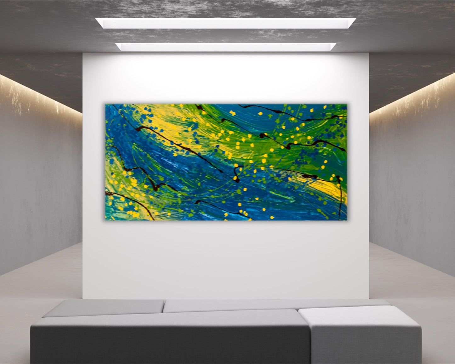 Grassy Peace - Original Abstract Painting in Austin Texas 24" x 48"