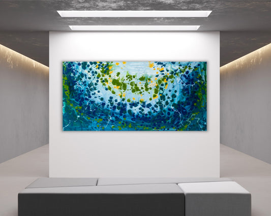 Leaped Launching - Original Abstract Painting in Austin Texas 24" x 48"