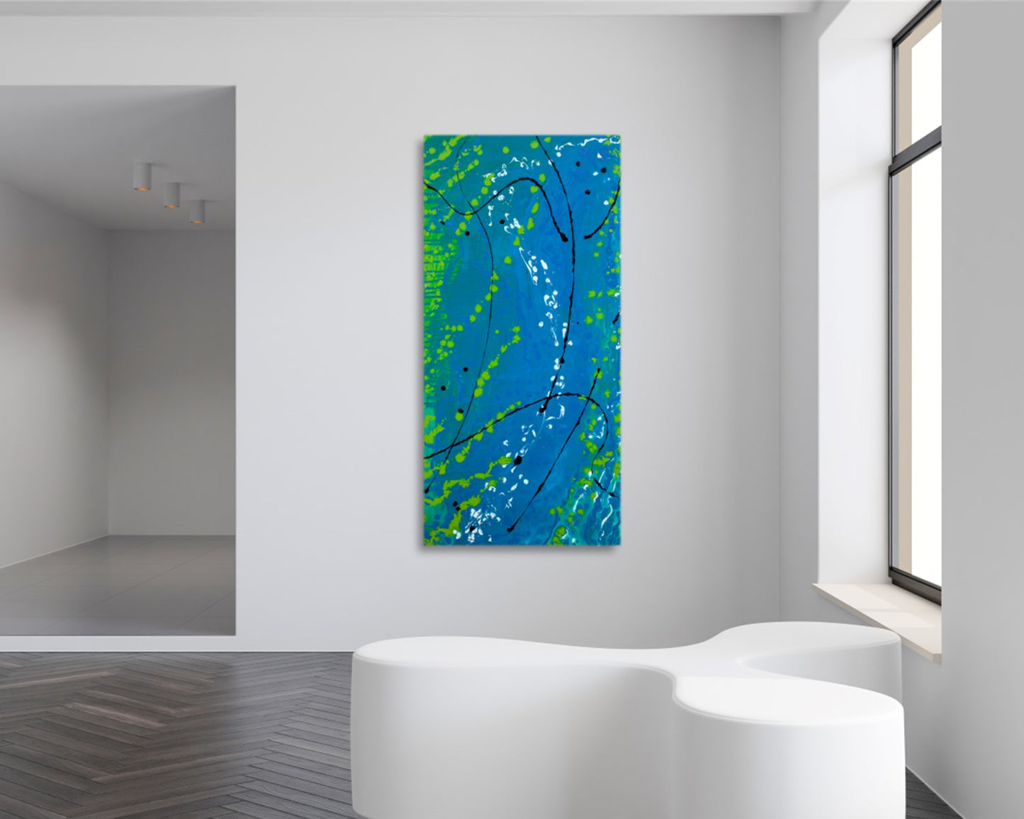 Liquified Blues - Original Abstract Painting in Austin Texas 24" x 48"