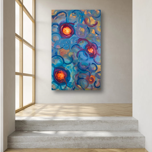 Nuclear Numerals - Original Abstract Painting in Austin Texas 30" x 48"