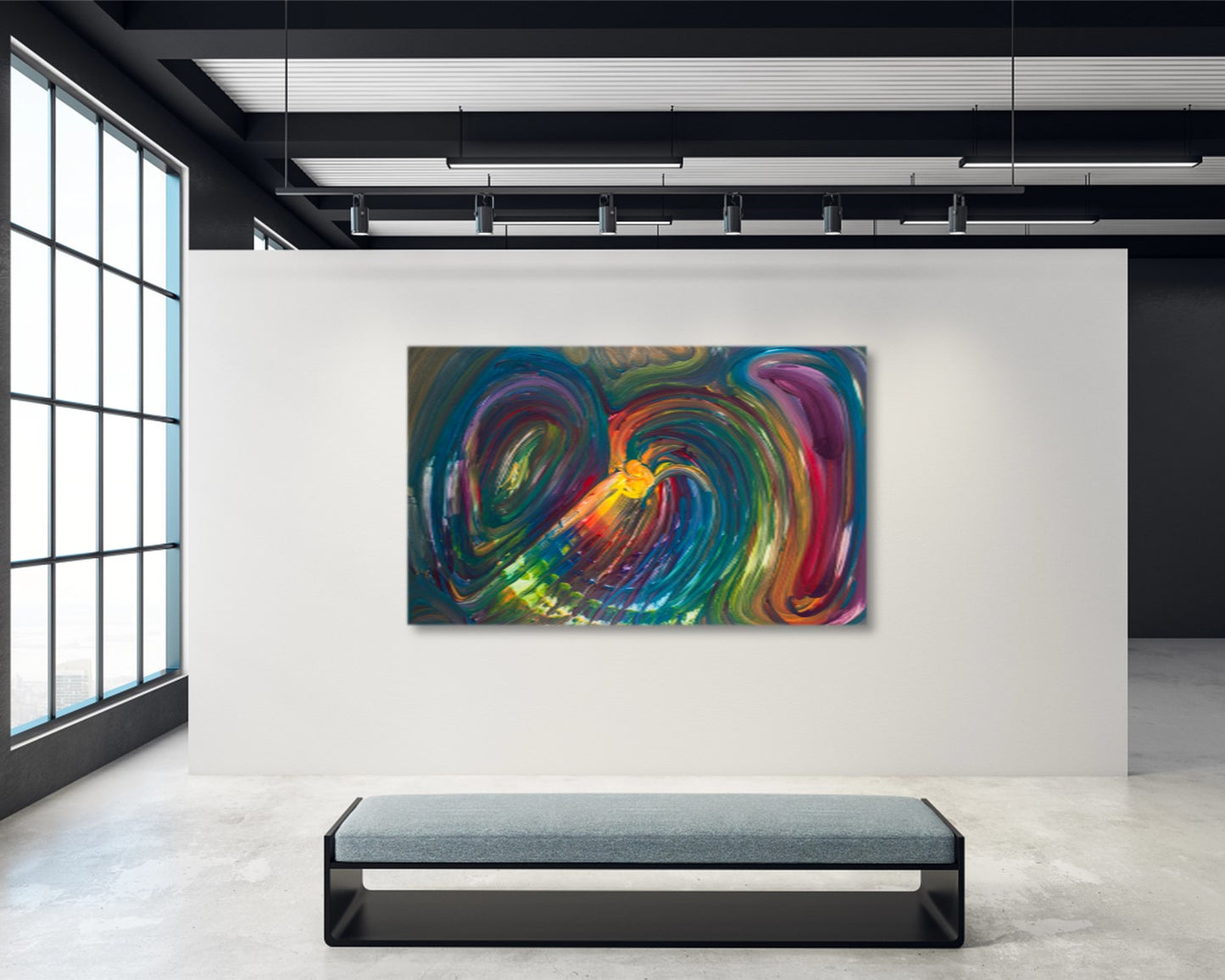 Satisfactory Spectrum - Original Abstract Painting in Austin Texas 30" x 48"