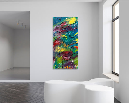 Seaside Meltdown - Abstract Art Print - Vibrant Rainbow Fluid Colors