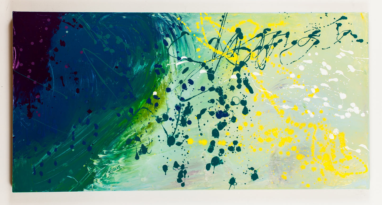 Rumpled Eruption - Original Abstract Painting in Austin Texas 24" x 48"
