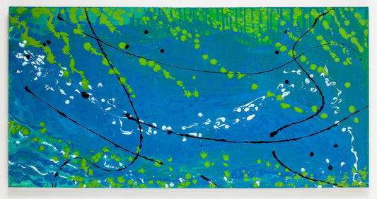 Liquified Blues - Original Abstract Painting in Austin Texas 24" x 48"