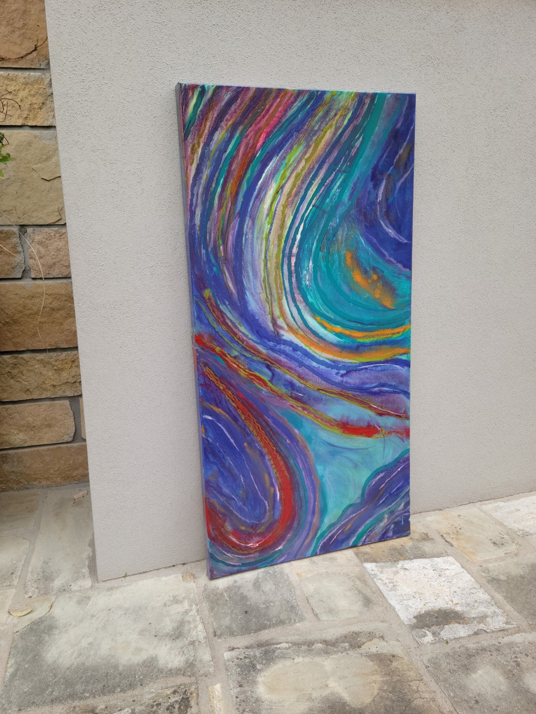 Ponytail Wave - Original Abstract Painting in Austin Texas 24" x 48"