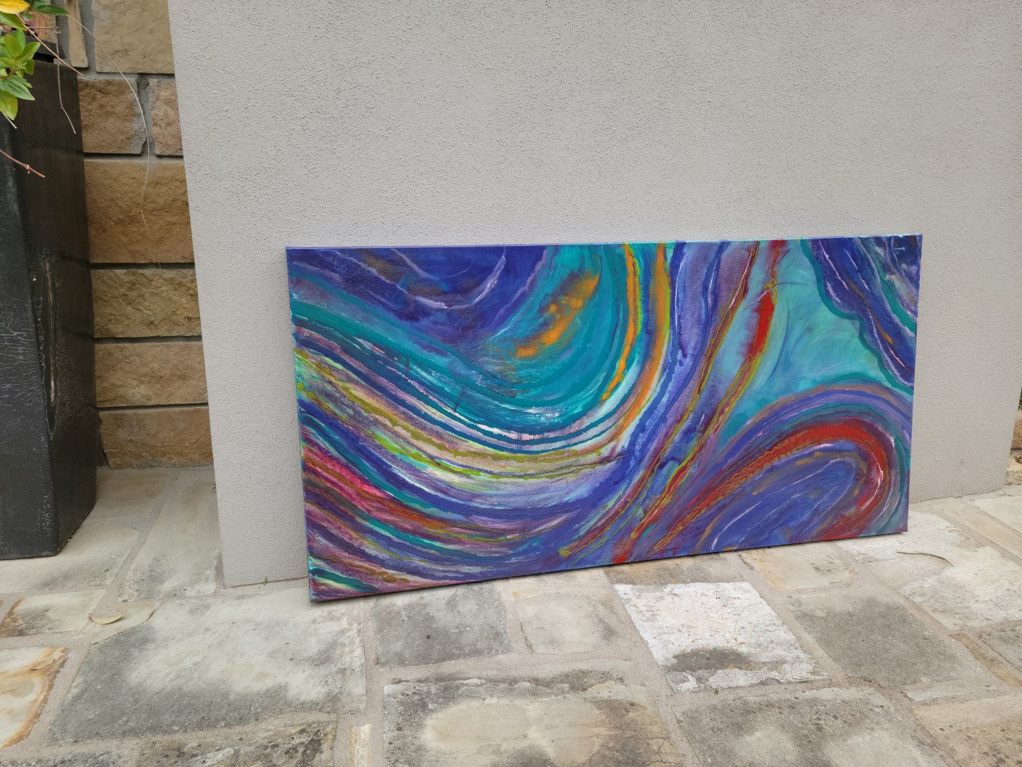 Ponytail Wave - Original Abstract Painting in Austin Texas 24" x 48"