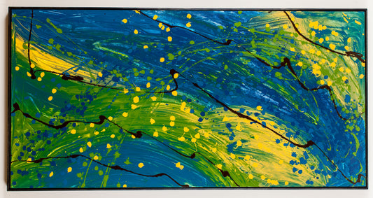 Grassy Peace - Original Abstract Painting in Austin Texas 24" x 48"