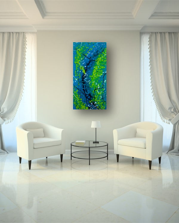Lucrative Greens - Original Abstract Painting in Austin Texas 24" x 48"