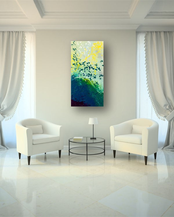 Rumpled Eruption - Original Abstract Painting in Austin Texas 24" x 48"