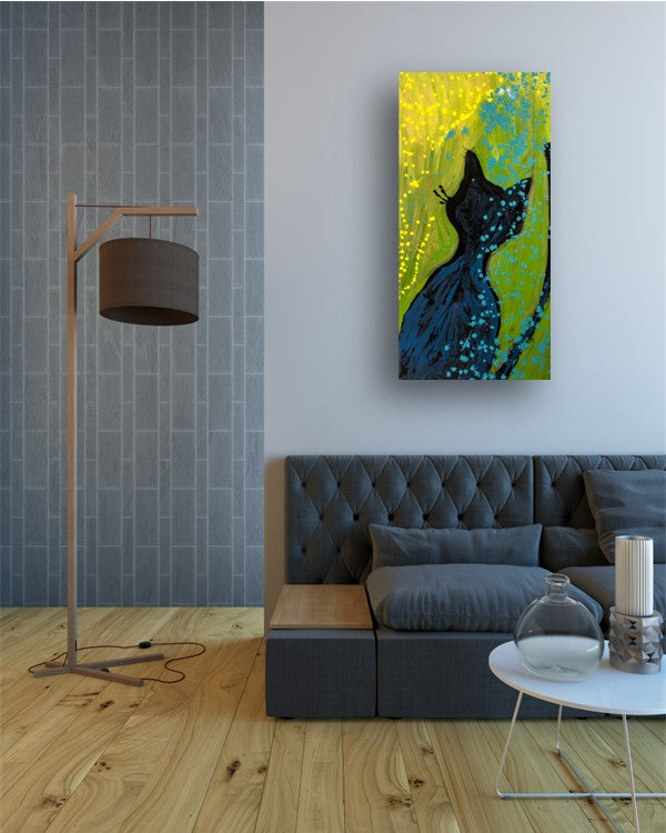 Sunshower Cat - Abstract Black Cat Canvas Print or Acrylic Print